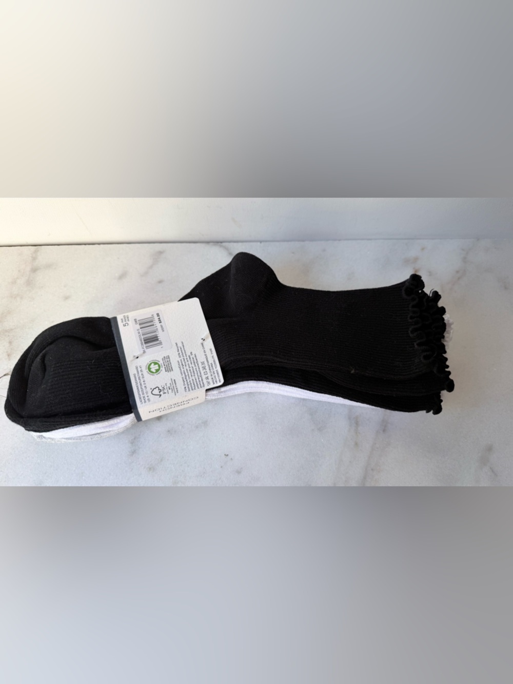 French Connection women Mid-Crew Socks - Light Gray, White & Black - Picture 8 of 10